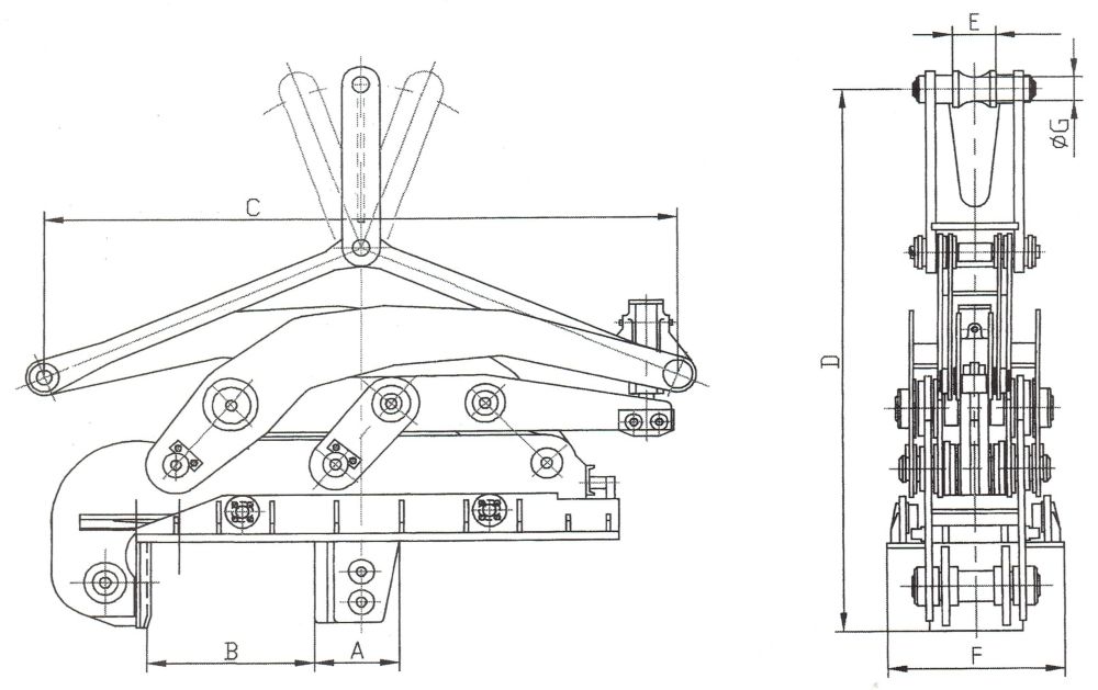 自動(dòng)開閉立式鋼卷夾鉗外形尺寸圖