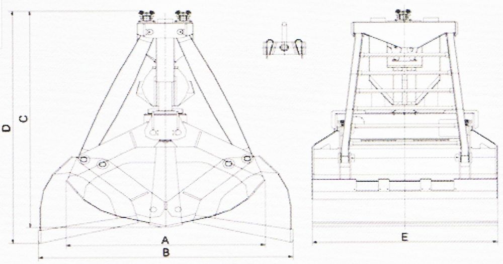 無(wú)線遙控雙瓣抓斗外形尺寸圖