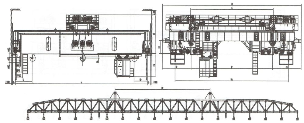 30噸超長電磁掛梁橋式起重機(jī)外形機(jī)構(gòu)尺寸圖.jpg