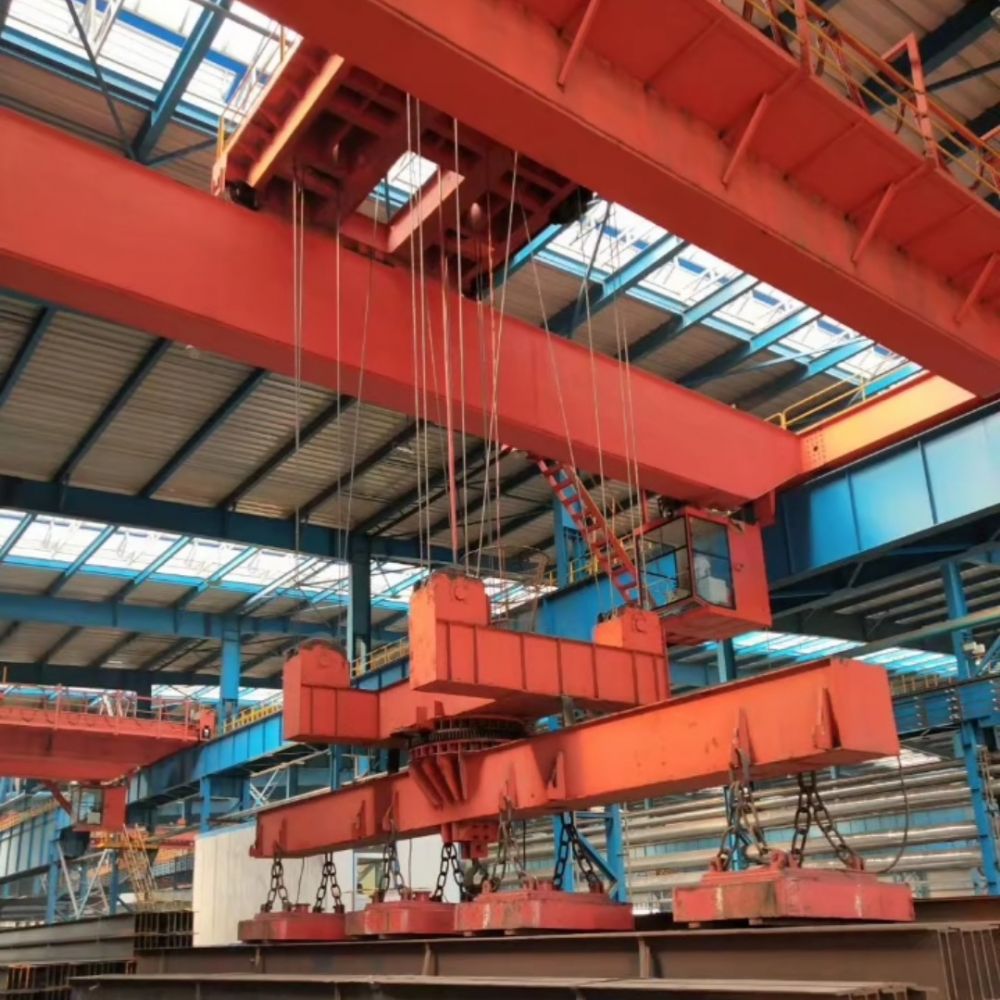 電磁橋式起重機(jī)、電磁掛梁下旋轉(zhuǎn)雙梁橋式起重機(jī)、行車、行吊