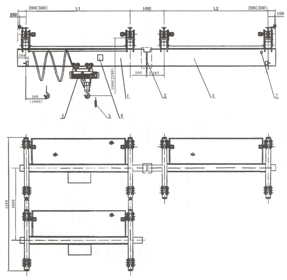 XG型電廠用電動(dòng)懸掛過(guò)軌起重機(jī)外形圖
