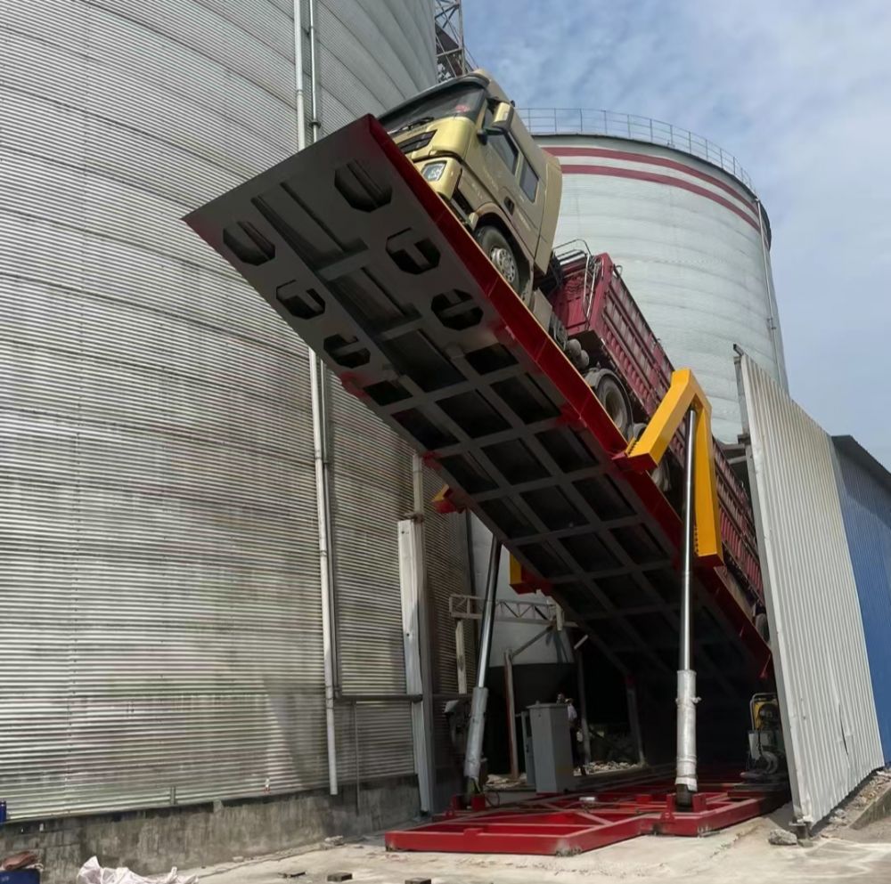 液壓翻板卸車平臺機(jī)械設(shè)備、糧食散料卸車平臺