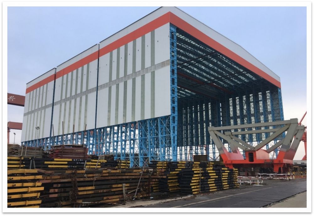 江南造船廠3套76米移動(dòng)風(fēng)雨棚