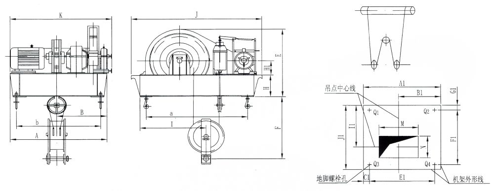QP1×50KN-QP1×250KN系列卷揚式單吊點啟閉機外形及基礎(chǔ)布置示意圖.jpg