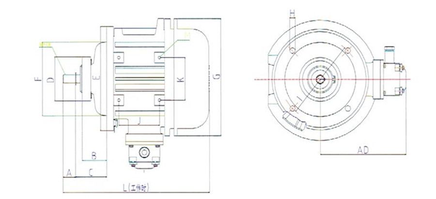 BZDI隔爆型錐形轉(zhuǎn)子三相異步電動(dòng)機(jī)外形尺寸圖